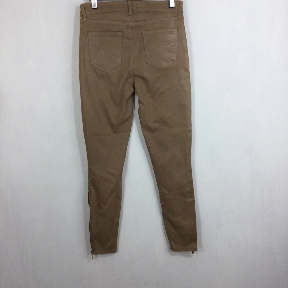 L'agence Womens Sabine Skinny  Maigre Cappuccino Coated Zip Ankle Jeans Brown 26